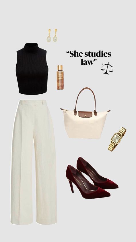 Professional Lawyer Outfits, Old Money Lawyer Outfits, Law School Class Outfit, Law Assistant Outfits, Casual Law School Outfit, Lawyer Asthetic Picture Women, Law College Outfit, Law Graduation Outfit, Fashion Study Aesthetic