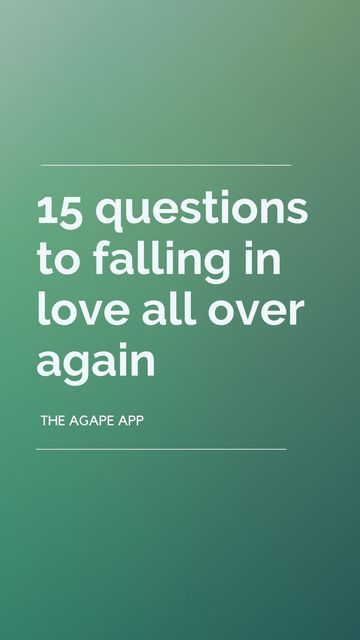 Agapé - Feel close, even when apart. on Instagram: "10 questions that will make you fall in love with each other all over again: (all of these are taken from our free questions app Agapé for couples, families, & friends!) 1. What is one thing about our relationship that you think will never change, regardless of time or circumstances?  2. Share a memory from early in your relationship that made you think to yourself: “I can’t believe someone this incredible wants to be with me.”  3. What is s Agape App Questions, Agape Questions, Share A Memory, Be With Me, Make You Believe, Our Relationship, Never Change, Love Again, Fall In Love