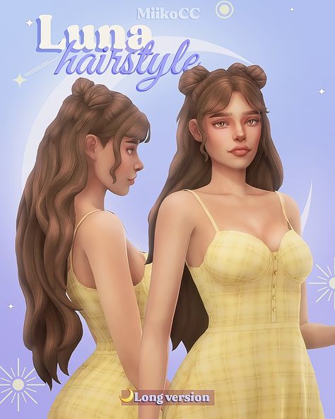 Luna hair (long version) | Miiko on Patreon The Sims 4 Pack, Mods Sims 4, Lotes The Sims 4, Sims 4 Cc Eyes, Cc Mods, The Sims 4 Pc, Pelo Sims, The Sims 4 Packs, Sims 4 Mm Cc