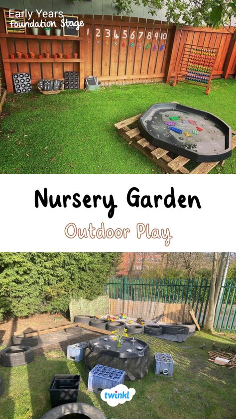 Have some lovely eyfs outdoor area inspiration thanks to Maria Ravey & @nurseryteachernortheast Outdoor Cosy Area Eyfs, Outdoor Maths Eyfs, Nursery Garden Ideas Outdoor Play, Outdoor Eyfs Area, Outdoor Construction Area Eyfs, Nursery Outdoor Area Ideas, Outdoor Area Eyfs, Outside Area Eyfs, Eyfs Outdoor Area On A Budget