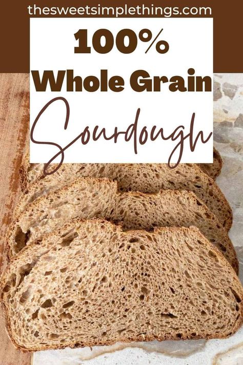 This deliciously nutty, tangy, and complex sourdough recipe is great for beginner sourdough bakers baking for health reasons! Whole grain flour has lots of nutrition, and this recipe uses 100% whole grain red wheat flour. This easy sourdough bread recipe is great for breakfasts or serving alongside your dinner meals. This whole grain sourdough bread recipe can be a sourdough discard recipe or made with active starter. Sourdough Wheat Bread Recipe, Whole Grain Sourdough Bread Recipe, Whole Wheat Sourdough Bread Recipe, Wheat Sourdough Bread Recipe, Whole Grain Sourdough, Whole Wheat Sourdough Bread, Beginner Sourdough, Wheat Sourdough Bread, Wheat Flour Recipes