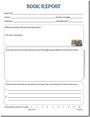 Book Report form for kids - simple questions to track what kids have learned from story Book Report Template, Reading Printables, Homeschool Writing, Homeschool Books, Homeschool Education, 4th Grade Reading, Homeschool Help, Reading Log, Free Homeschool