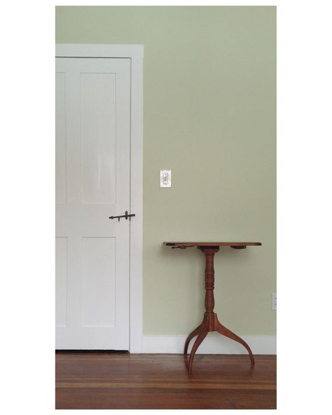 Farrow  Ball's Green Ground                                                                                      [ Shelburne house ] Bedroom Wallpaper Green, Farrow And Ball Green, Grey Walls White Trim, Nature Inspired Living Room, Bedroom Dresser Styling, Wall Paint Inspiration, Hallway Paint, Hallway Colours, Hallway Inspiration