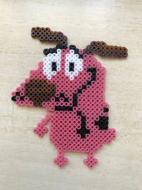 Easy Perler Bead Patterns, Cowardly Dog, Pearl Beads Pattern, Easy Perler Beads Ideas, Diy Bead Embroidery, Fusion Beads, Perler Bead Templates, Diy Perler Bead Crafts, Perler Crafts