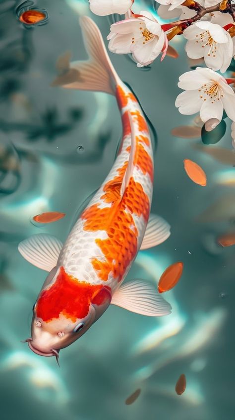 Koi fish swimming animal water. | Premium Photo - rawpixel Fish Iphone Wallpaper, Coy Fish Tattoos, Wallpaper School, Fish Sides, Fish Beautiful, Koi Fish Swimming, Coy Fish, Koi Painting, Work Photos