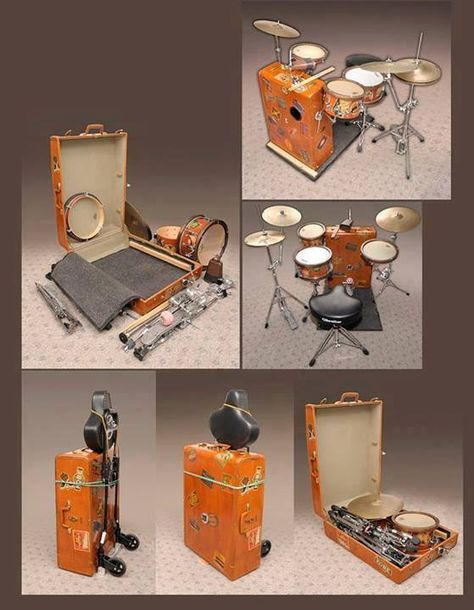 Drum suitcase! Hell yea. Drum Pictures, Diy Drum, Drum Making, Guitar Concert, Cajon Drum, Diy Drums, Homemade Instruments, Design For Beginners, Diy Instruments