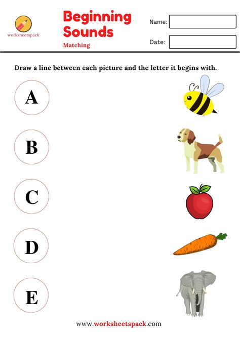 Draw a line between each picture and the letter it begins with. Letters With Pictures, English Alphabets With Pictures, Match The Letters, Letter Matching Worksheet, Aesthetic Craft, Nursery Worksheets, Letter Worksheets For Preschool, Beginning Sounds Worksheets, Holiday Homework