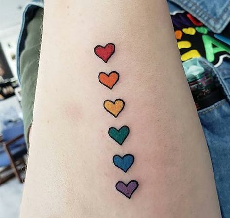 Rainbow Hearts Tattoo, Pride Heart Tattoo, Lgbtq Tattoos, Trans Tattoo, Rainbow Heart Tattoo, Trans Symbol, Lesbian Tattoo, Knuckles Tattoo, Lgbt Tattoo