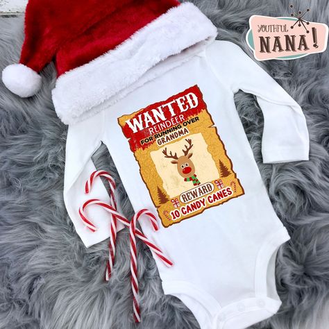 "I ordered this reindeer onesie for my granddaughter and had a very positive experience. I received it in a timely manner, it's store bought quality and incredibly cute! You won't be disappointed! Thank you so much, Marti M Brooks" - Marti B. Christmas Onesie Baby, Grandma Onesie, Baby Christmas Onesie, Reindeer Onesie, Christmas Bodysuit, Christmas Onesie, Funny Onesies, New Grandma, Grandma Shirts