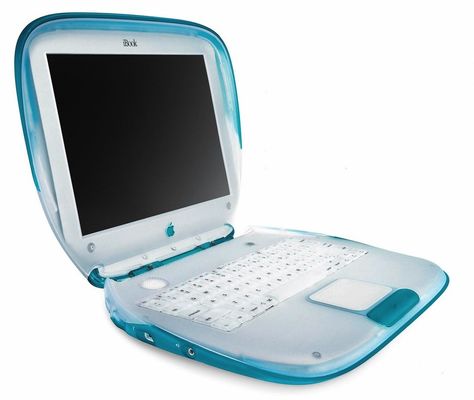 While the other laptops would mostly be monotone colors in rectangular shapes, the iBook was brightly colored and in a distinctive clamshell shape. Imac G5, Imac G4, Apple Computer Laptop, Imac Laptop, Imac G3, Apple Ibook, Alter Computer, Apple Macintosh, Mac Computer