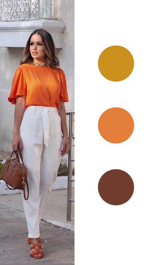 O Visual Casual Chic é para você mulher sofisticada e que ama se vestir bem sem complicação. E o melhor é que você pode usar esse estilo em qualquer paleta de cores! Basta saber como combiná-las adequadamente para realçar sua mensagem. Quer dicas para outros tipos de look? #casualchic #modacasual #elegancia #sofisticacao Colourful Trousers, Slacks Outfit, Causal Chic, Office Outfits Women Casual, Casual Elegant Style, Job Clothes, Office Outfits Women, Indian Fashion Dresses, Curvy Girl Outfits