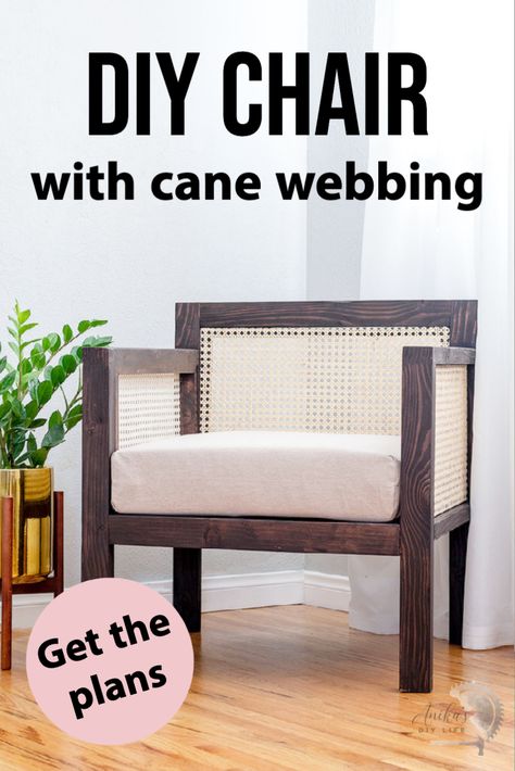 How to build an easy DIY cane chair with woodworking plans. Great idea for a DIY cane furniture for the living room. Perfectly fits in an indian living room.How to make a DIY wooden chair with cane webbing in arms and back. Great step-by -step tutorial on how to use cane webbing. #anikasdiylife Diy Cane Chair, Diy Wooden Chair, Diy Wood Chair, Accent Chair Diy, Wooden Chair Plans, Wood Chair Diy, Indian Living Room, Cane Webbing, Wood Furniture Plans