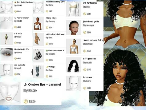 Made by me Stasy Imvu Faces Names, Imvu Face Ideas Tutorial, Imvu Body Tutorial, Imvu Avi Ideas Baddie, Imvu Outfits Black, Imvu Avi Ideas Under 4000, Imvu Outfits Ideas Baddie With Names, Cute Imvu Names, Imvu Names Ideas