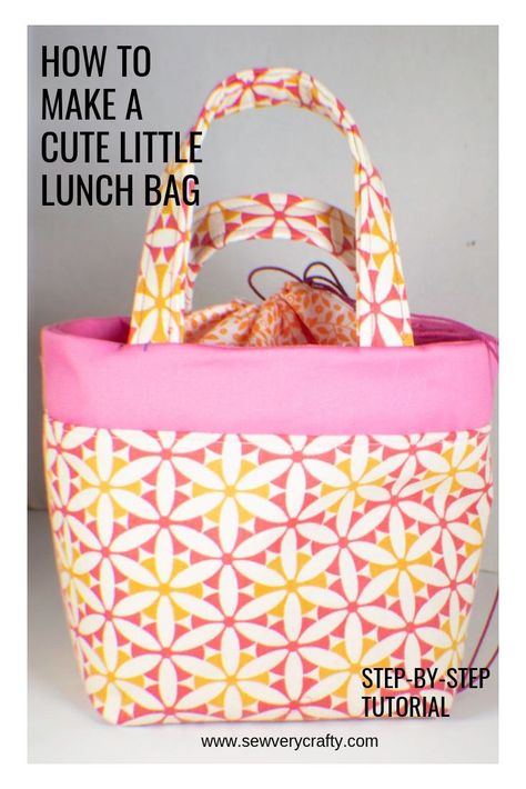 Lunch Bag Tutorials, Lunch Bags Pattern, Diy Lunch, Sewing Courses, Basic Sewing, Small Sewing, Sewing Bags, Beginner Sewing, Sac Lunch