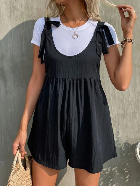 Black Romper Outfit, Summer Romper Outfit, Summer Outfits Aesthetic, Summer Outfits Casual, Casual Rompers, Romper Outfit, Cute Rompers, Summer Fashion Outfits, Black Romper