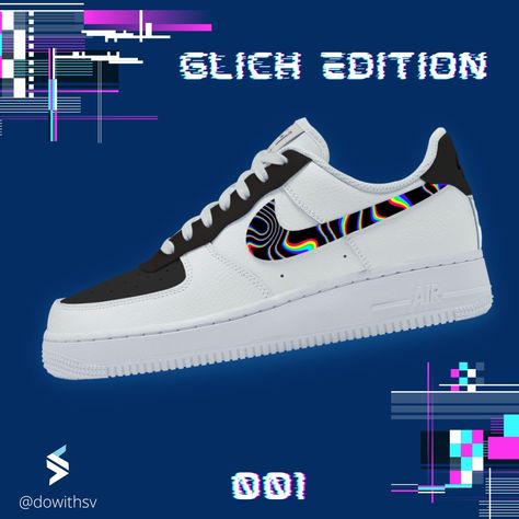 Nike Air Force 1 Sneaker, Customized with Glitch pattern and black matte custom paint.. Angelus Direct paint Nike Low-top Custom Sneakers With Air Cushioning, Nike Air Force 1 Custom Fabric, Nike Air Force 1 Custom Text, Mid-top Custom Sneakers With Air Cushioning For Streetwear, Air Force 1 Anime Custom, Custom Air Force 1, Air Force Sneakers, Diy Shoes, Air Force 1