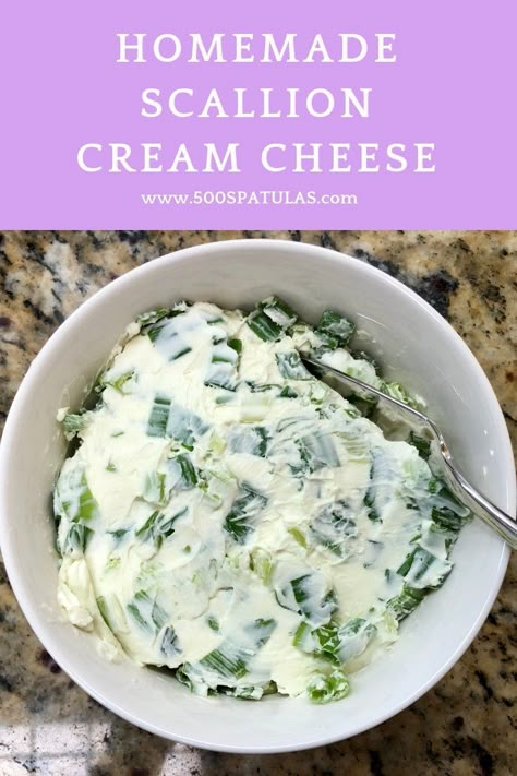 Scallion Cream Cheese Recipe, Scallion Cream Cheese, Flavored Cream Cheese, Cream Cheese Spread Recipes, Flavored Cream Cheeses, Cheese Spread Recipes, Cheese Spreads, Cream Cheese Spread, Cream Cheese Dip