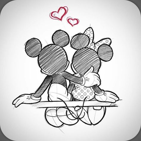 Mickey And Mini Mouse Drawing, Minnie And Mickey Mouse Drawing, Drawing Ideas For Boyfriend For Him, Cartoon Love Drawings, Disney Couple Drawings, Mickey And Minnie Love Drawing, Love Drawing For Boyfriend Romantic, Mickey And Minnie Drawing, Mickey And Minnie Drawings