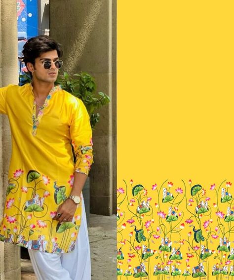 Haldi Dress, Gents Kurta Design, Gents Kurta, Kurta Men, Mens Kurta Designs, Desi Fashion Casual, T Shirt Painting, Digital Flowers, Desi Fashion