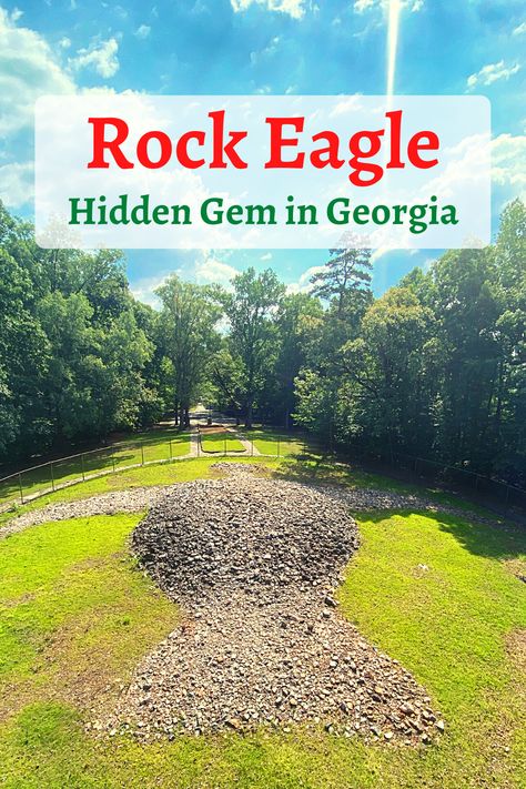 Don't miss Rock Eagle Effigy Mound, a fascinating and totally free prehistoric site in Eatonton, Georgia. Rock Eagle is over a thousand years old and as such is one of the oldest sites in Georgia. Read all about the effigy and my experience there in my post! Native American sites in Georgia | Woodland culture | Ancient sites in the south | Day trips from Atlanta | Hidden gems in the south | Pre-Columbian sites | Ancient ruins | Family travel | Travel with kids Talking Rock Georgia, Effigy Mounds, Eatonton Georgia, Southern Usa, Civilian Conservation Corps, Eagle Rock, Old Rock, Georgia Usa, Roadside Attractions