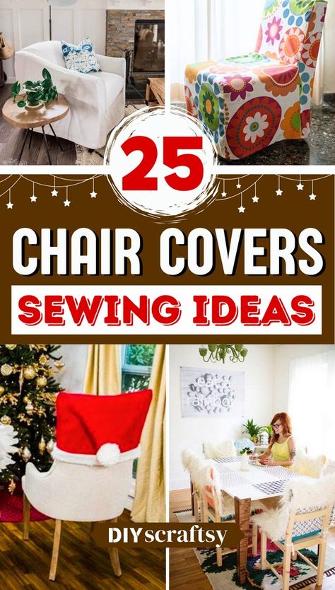 25 DIY Chair Covers Ideas Diy Wedding Chair Covers, Diy Folding Chair Covers, Wedding Chairs Diy, Wood Kitchen Chair, Diy Chair Covers, Chair Covers Party, Dining Chair Seat Covers, Kitchen Chair Covers, Chair Covers Slipcover