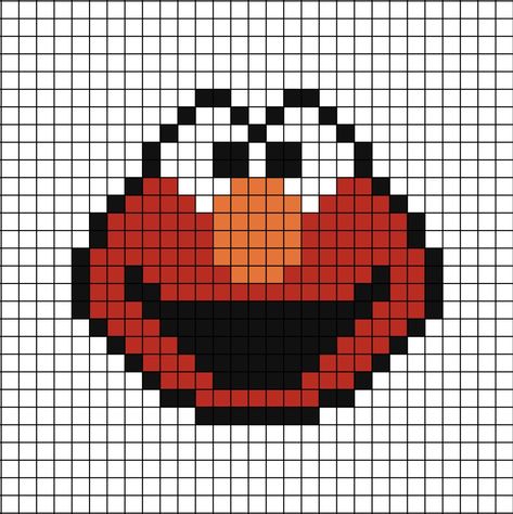 A pixel art template of Elmo's face, the puppet. Face Pixel Art, Elmo Face, Easy Perler Beads Ideas, Pixel Art Tutorial, Easy Pixel Art, Pixel Art Templates, Cool Pixel Art, Pixel Drawing, Pix Art