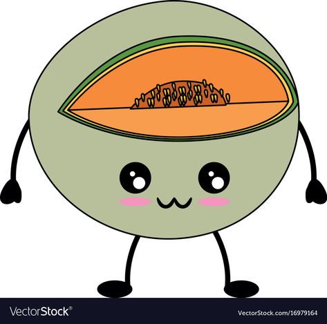 Melon Illustration, Melon Cartoon, Classy Tattoos, Kawaii Cartoon, Delicious Fruit, Cartoon Icons, Vector Illustration Design, Cartoon Images, Animated Cartoons