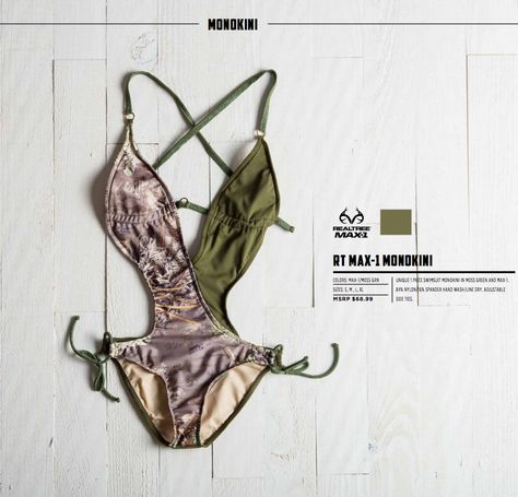 2015 Realtree Girl Max-1 Camo Monokini Fishing Tattoos, Camo Lingerie, Camo Life, Camo Swimsuit, Summer Look Book, Camo Bathing Suit, Camo Stuff, Fishing Poles, Country Style Outfits