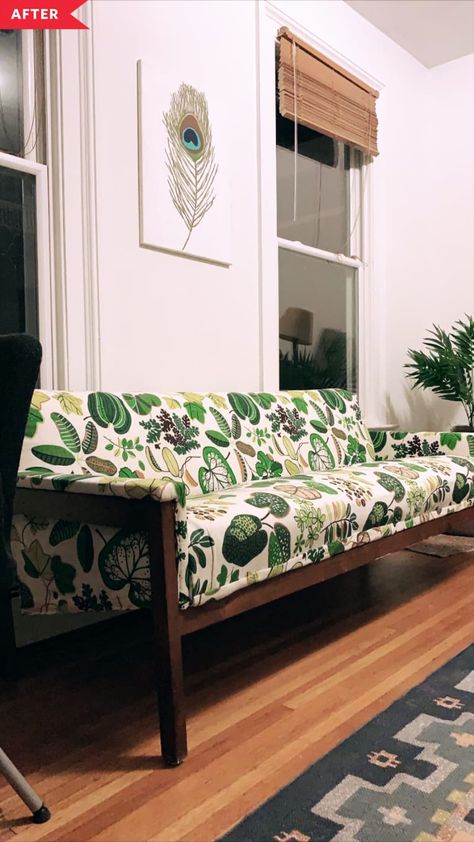 Mid Century Fabric Upholstery, Outside Couch, 1950s Sofa, Couch And Chairs, Sofa Reupholstery, Natural Remedies For Sore Throat, Natural Remedies For Cold, Redoing Furniture, Diy Furniture Building