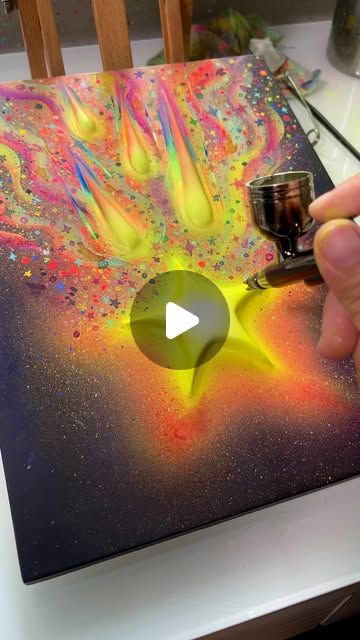 ✧ Karen Cheok ✦ KC ✧ on Instagram: "painting process of “Fallen Star” 🌠  done using Modelling Clay, Airbrushing, Acrylic Gouache & Gold Foil on Gesso Board ✨

Watch the full & more in-depth painting process video on my YouTube channel (link at bio) 

#paintingoftheday #artsy #painting #arte #paintingart #mixedmedia #mixedmediaart #mixedmediaartist #mixedmediaartwork #airbrush #airbrushing #airbrushart #modellingclay #clayart #3dart #gouache #gouacheart #artprocess #artreels #artprocessvideo #paintingprocess #paintingvideo #igreels #artaesthetic #artwork #artoftheday #artinspiration #artcollections #mixedmediapainting" Air Brush Art Ideas, Airbrush Art For Beginners, Depth Painting, Artsy Painting, Airbrush Painting, Fallen Star, Modelling Clay, Instagram Painting, Acrylic Gouache