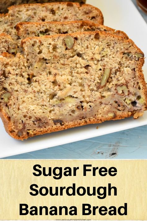 Do you love to eat Sugar free sourdough banana bread? If so, then here is a banana bread with goodness of sourdough? You can enjoy this banana bread without any guilt. No Sugar Banana Bread, Low Sugar Banana Bread, Low Fat Banana Bread, Sugar Free Banana Bread, Bread For Breakfast, Homemade Banana Bread, Berry Smoothie Recipe, Desserts Healthy, Funny Poetry