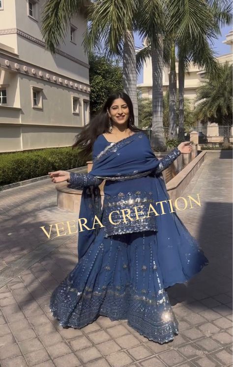 Sharara Suit Designs Latest, Suits Design Latest, Sharara Suit Designs, Cotton Sharara, Blue Sharara, Suit Kurti, Georgette Sharara, Suit Indian, Sharara Designs