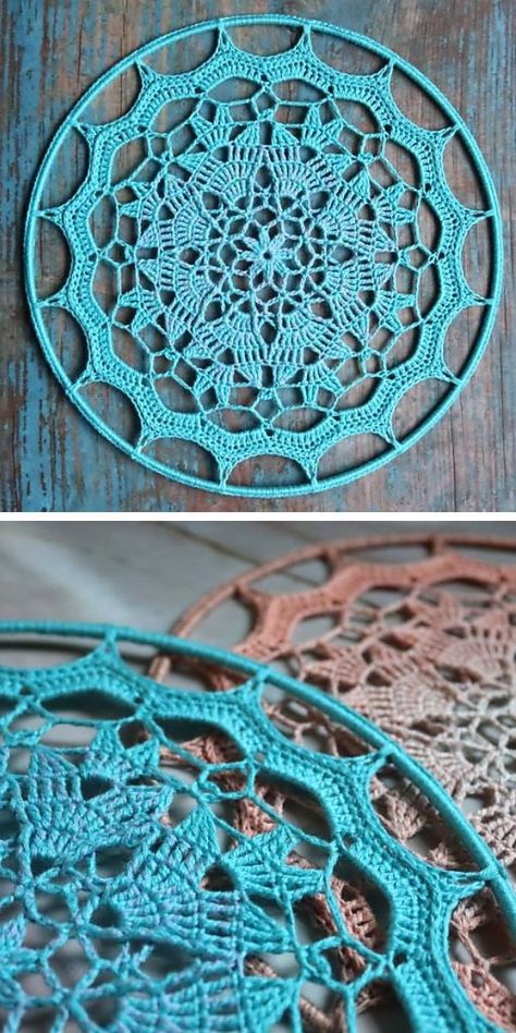 Crochet Mandala Pattern Free, Mandala Crochet Free Pattern, Mandela Crochet, Free Mandala Crochet Patterns, Mandala Crochet Pattern, Heart Doilies, Mandala Haken, Motif Mandala Crochet, Dreamcatcher Crochet