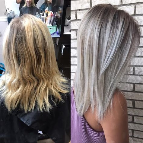 COLOR CONVERSION: Warm and Golden To Bright and Brass-free - Hair Color - Modern Salon Ashy Blonde Hair, Icy Blonde Hair, Ashy Blonde, Silver Hair Color, Silver Blonde, Ash Blonde Hair, Brown Blonde Hair, Platinum Blonde Hair, Hair Color And Cut