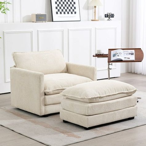 Reading Room Office, Ottoman For Bedroom, Office Beige, Armchair With Ottoman, Single Arm Chair, Couch With Ottoman, Small Couch, Upholstered Couch, Upholstered Accent Chairs