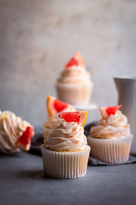 Vanilla Cupcakes with Grapefruit Buttercream