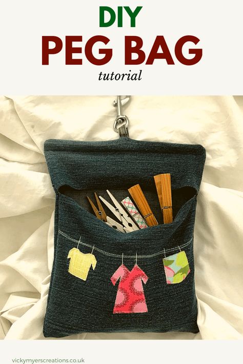 Denim Peg Bag Pattern 3 Peg Bag Pattern, Bee Sewing, Peg Bags, Clothespin Bag, Trendy Sewing Projects, Trendy Sewing Patterns, Peg Bag, Sewing Projects Clothes, Trendy Sewing