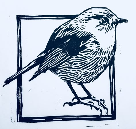 Linotype Illustration, Lino Art Animal, Linocut Art Ideas, Linocut Birds Ideas, Linocut Tattoo, Linocut Birds, Linocut Robin, Robin Linocut, Robin Illustration Bird