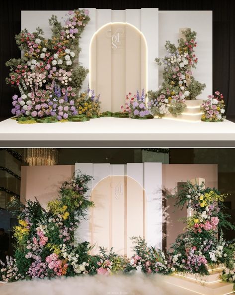 Amazon.comindoor wedding reception decorations Backdrop For Debut, Wedding Stage Flowers, Indoor Stage Decorations Wedding, Floral Stage Design, Debut Backdrop Ideas, Debut Stage Decoration, Tunang Ideas, Minimal Wedding Backdrop, Wedding Backdrop Design Indoor