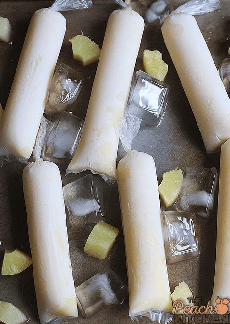 Pineapple Ice Candy Filipino Desert, White Foods, Christian Food, Mexican Ice Cream, Filipino Sweets, Homemade Fruit Popsicles, Frozen Yogurt Popsicles, Frozen Pops, Filipino Dessert Recipes