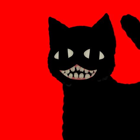 Creepy Skull Art, Alt Pfp Icon, Scrunkly Cat Drawing, Gory Pfp, Cat Demon Oc, Eldritch Cat, Cartoon Cat Drawing Scary, Cartoon Cat Scary, Creepy Cat Wallpaper