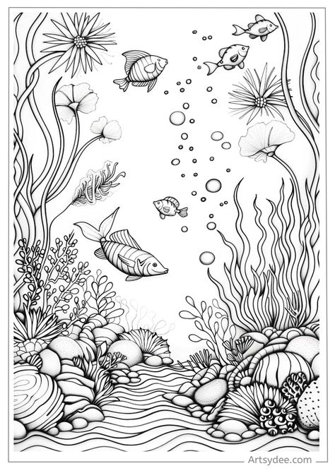 Obsessed with the Ocean? 🌊 Dive Into 30+ FREE Printable Ocean Coloring Pages (PDF) That Will Leave You Swimming in Creativity! - Artsydee - Drawing, Painting, Craft & Creativity Sea Creatures Drawing Ocean, Under Sea Drawing, Ocean Drawing Ideas, Printable Ocean Coloring Pages, Draw Ocean, Sea Creatures Drawing, Dad Drawing, Ocean Coloring Pages, Ocean Drawing