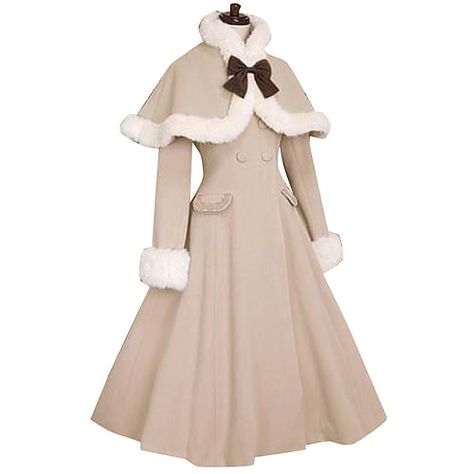 Winter Dress Drawing, Anne With An E Dress, Clothing Inspo Aesthetic, Tomboy Dress, Richard Winters, Kawaii Coat, Dress Drawing Ideas, Bow Coat, White Cape