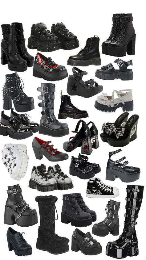 #emo #shoes #gothic 2000s Wardrobe, Emo Shoes, Shoes Gothic, Alt Shoes, Black Leather Jacket Outfit, Goth Shoes, Goth Outfit, Alt Clothes, Gothic Shoes