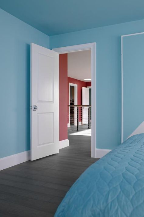 HGTV Dream Home 2021: Upstairs Aqua Guest Bedroom Pictures | HGTV Dream Home 2021 | HGTV Miku Room, Room Color Ideas Bedroom, Small Bedroom Ideas For Couples, Room Color Combination, Wall Color Combination, Bedroom Color Combination, Living Room Wall Color, Bedroom Aesthetics, Room Wall Colors