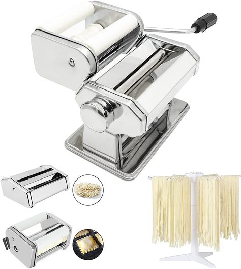 Personally, I love making pasta at home because they are sensationally good and easy to make with some eggs and flour. I recommend this low budget version because you don't need anything more in the kitchen or maybe some attachements if you want more choices of pasta 😃. Absolutely love it! Ravioli Maker, Pasta Drying Rack, Pasta Maker Machine, Noodle Machine, Noodle Maker, Making Pasta, Pasta Machine, Pasta Maker, Perfect Pasta