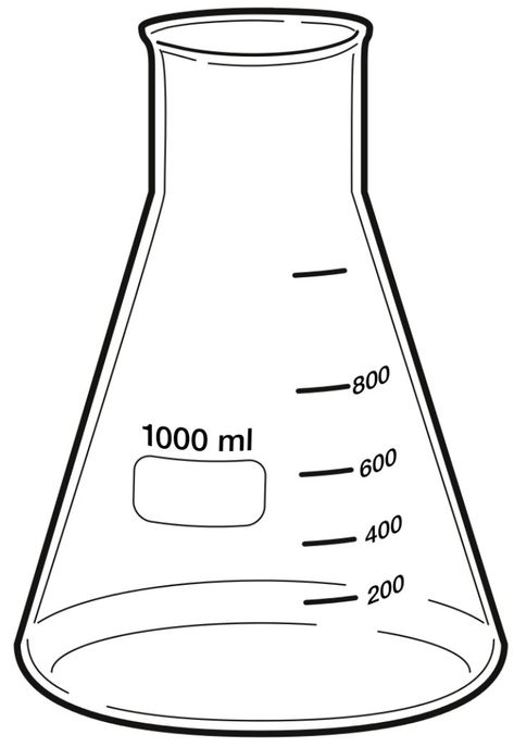 Conical flask Flask Drawing, Science Bottle, Flask Chemistry, Flask Science, Chemistry Drawing, Odyssey Art, Science Lab Decorations, Conical Flask, Erlenmeyer Flask