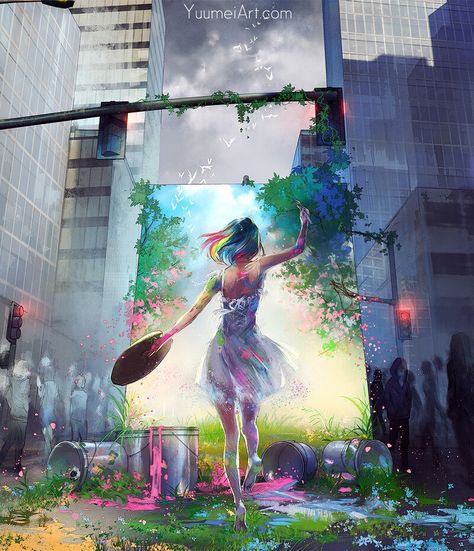 Yuumei Art, The Path Less Traveled, Path Less Traveled, Japon Illustration, Arte Fantasy, Dreamy Art, Girls Cartoon Art, Digital Art Girl, Art Challenge