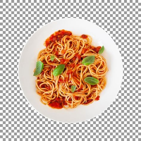 PSD plate of spaghetti with red sauce an... | Premium Psd #Freepik #psd #spaghetti #spagetti #spaghetti-bolognese #spaguetti Spaghetti With Red Sauce, Plate Of Spaghetti, Png Top, Spaghetti Bolognese, Red Sauce, Basil Leaves, Recipe Book, Basil, Graphic Resources