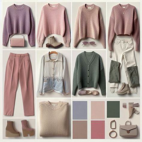 Soft Summer Work Capsule, Soft Natural Soft Summer Outfits, Classic Summer Color Palette Outfits, Soft Summer Color Combos, Soft Summer Color Clothes, Muted Cool Color Outfits, Soft Summer Academia, Soft Summer Summer Outfits, Soft Summer Accessories